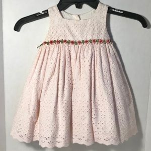 Pippa & Julie Light Pink Eyelet Dress Girl Size12M